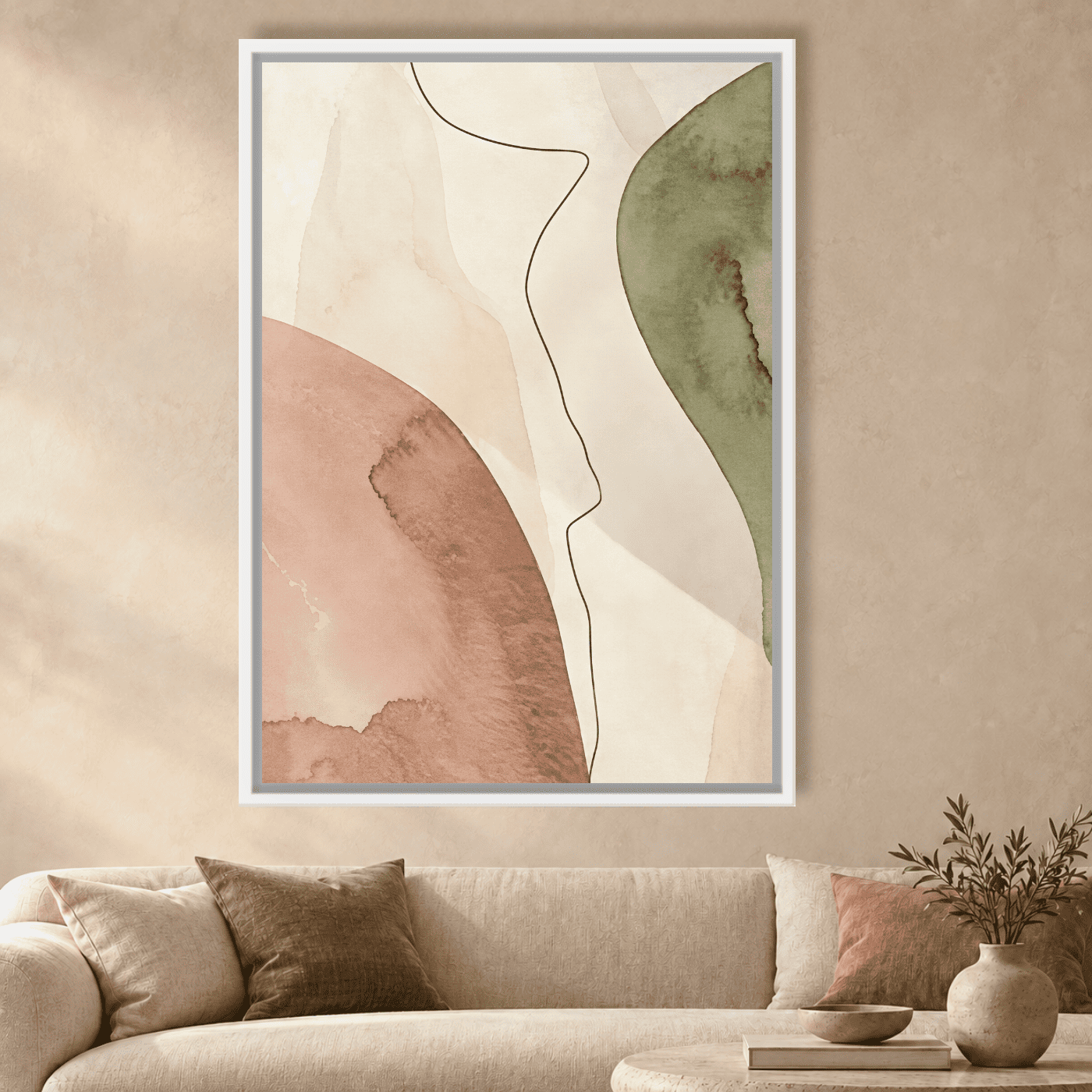 Tableau Abstrait Beige terre Variation 113084 Mockup Tableau Abstrait Beige terre Variation 113084 Mockup
