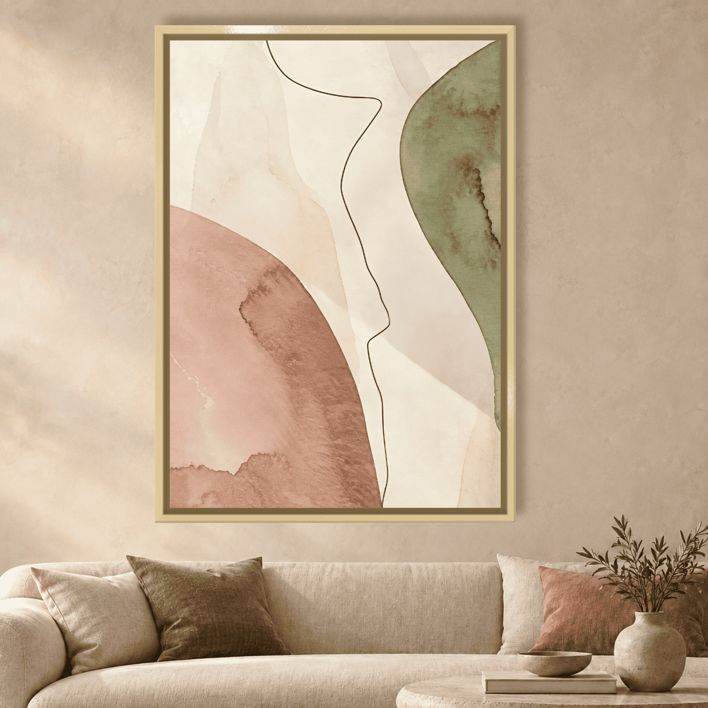Tableau Abstrait Beige terre Variation 113132 Mockup Tableau Abstrait Beige terre Variation 113132 Mockup