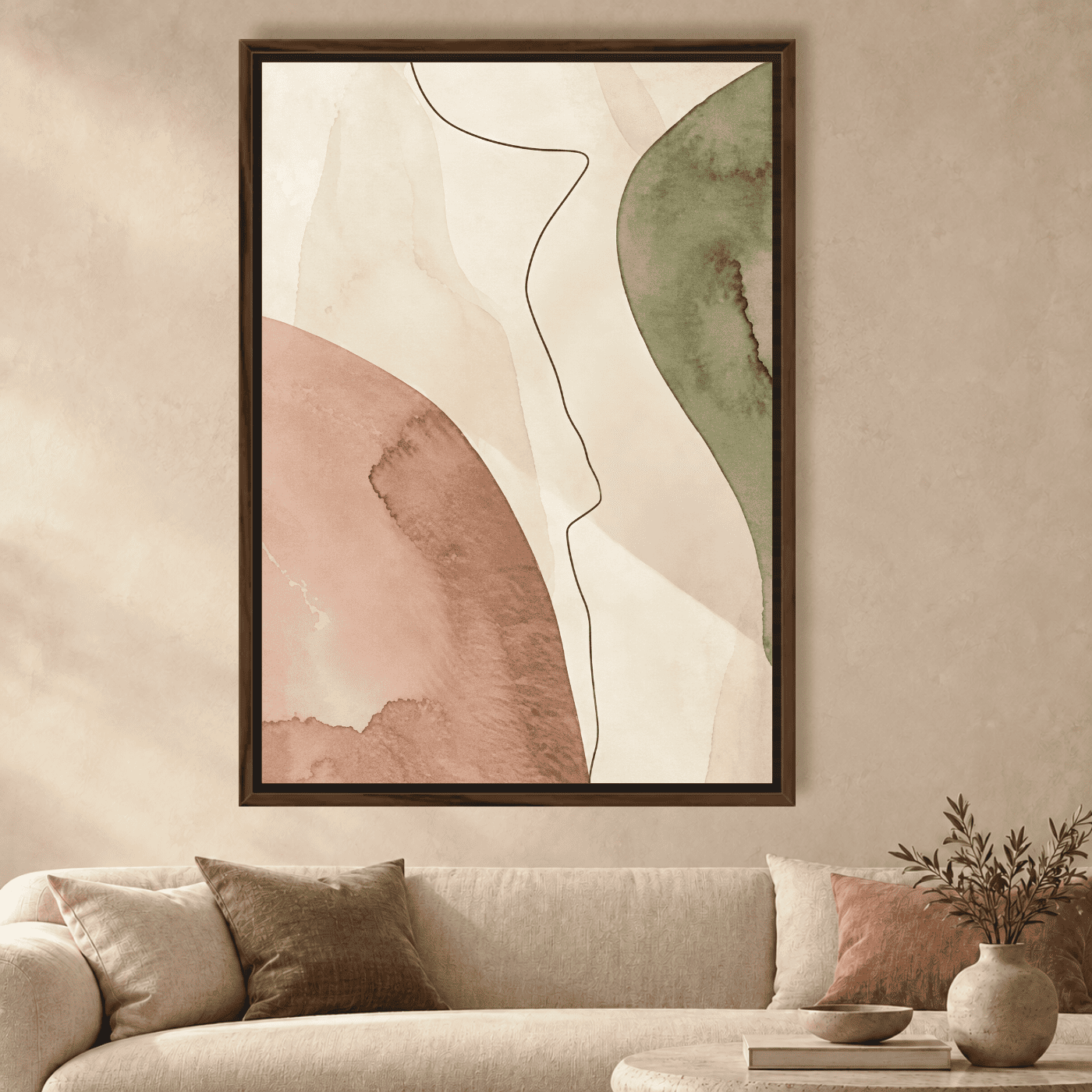 Tableau Abstrait Beige terre Variation 222031 Mockup Tableau Abstrait Beige terre Variation 222031 Mockup