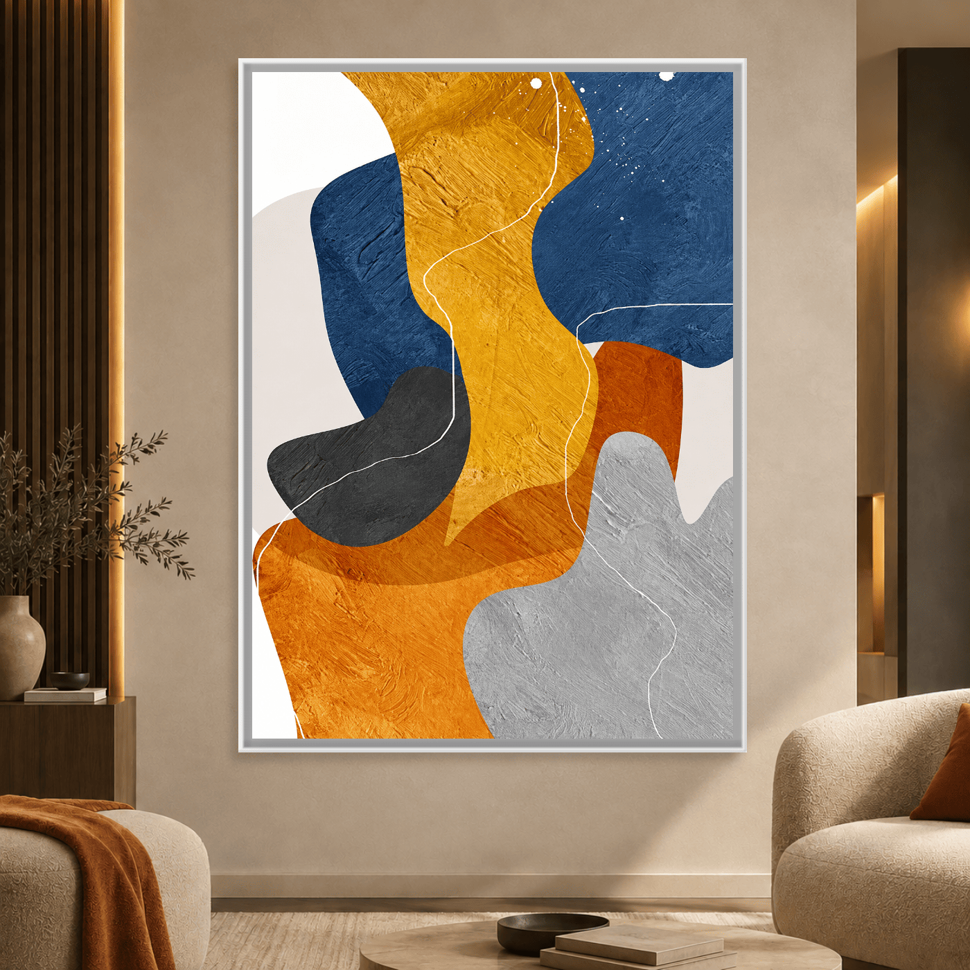 Tableau Abstrait Bleu Gris Variation 123093 Mockup