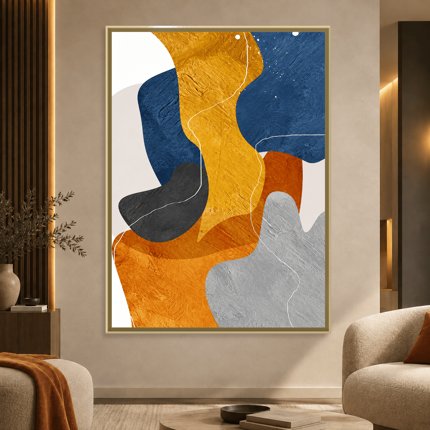 Tableau Abstrait Bleu Gris Variation 123473 Mockup