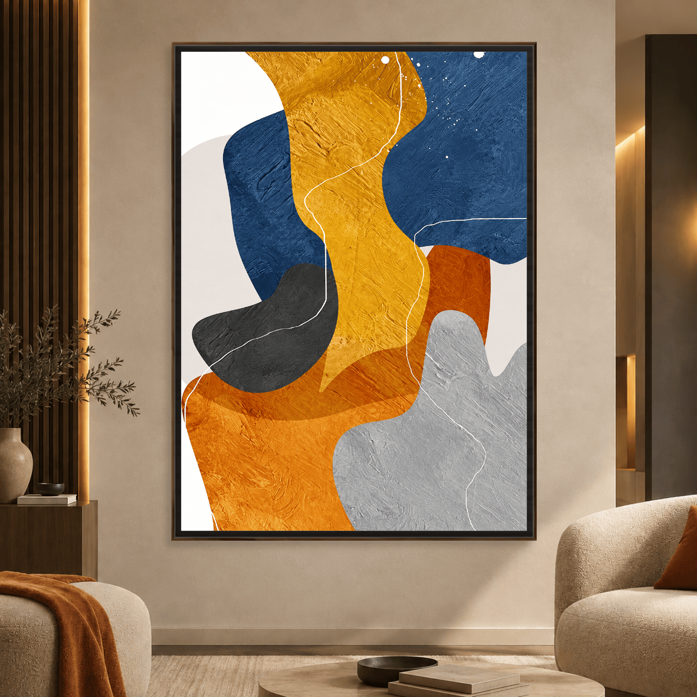 Tableau Abstrait Bleu Gris Variation 220730 Mockup