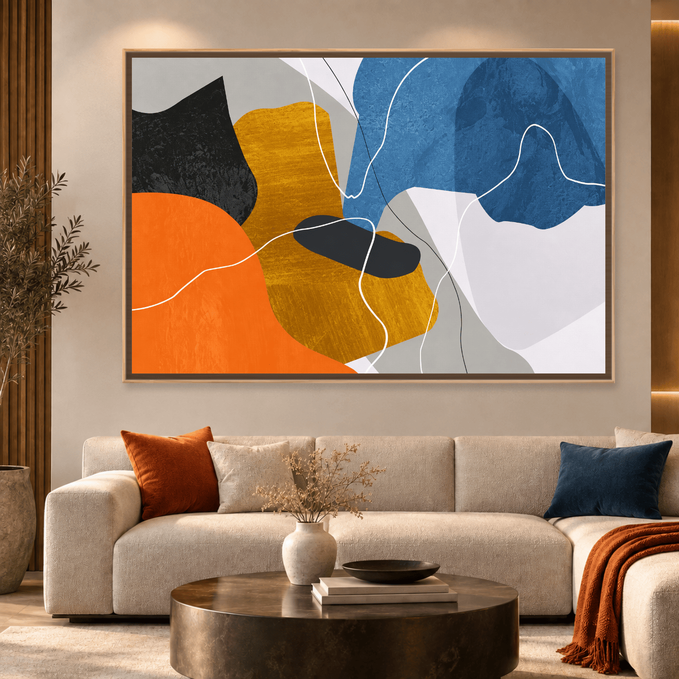 Tableau Abstrait bleu or Variation 122769 Mockup