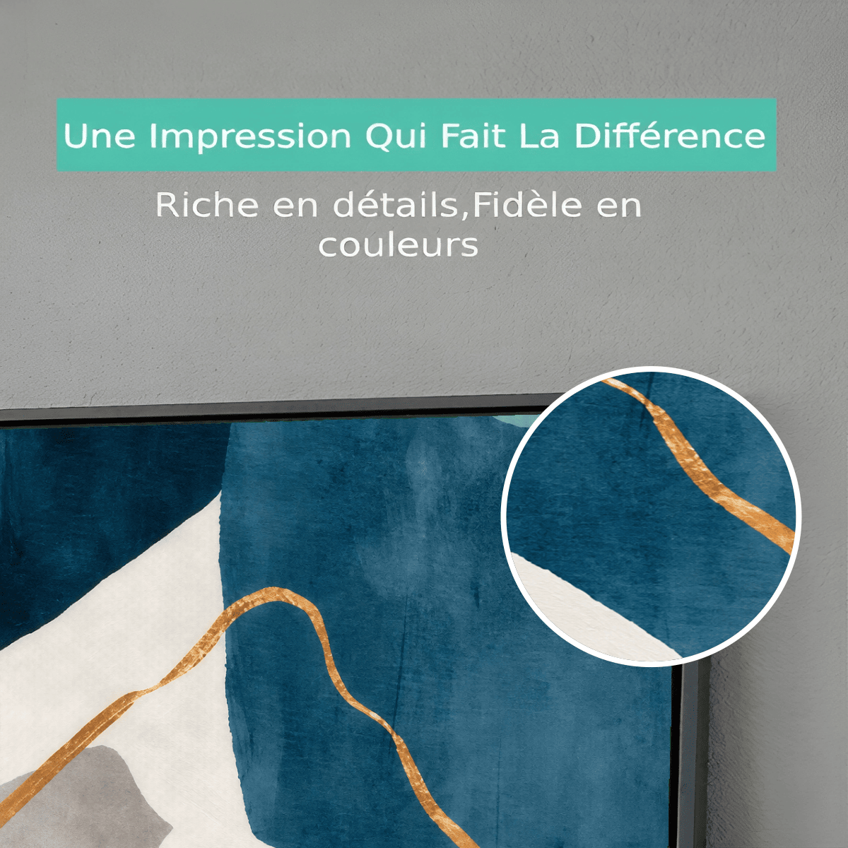 Tableau Abstrait Géométrique Bleu Premium View