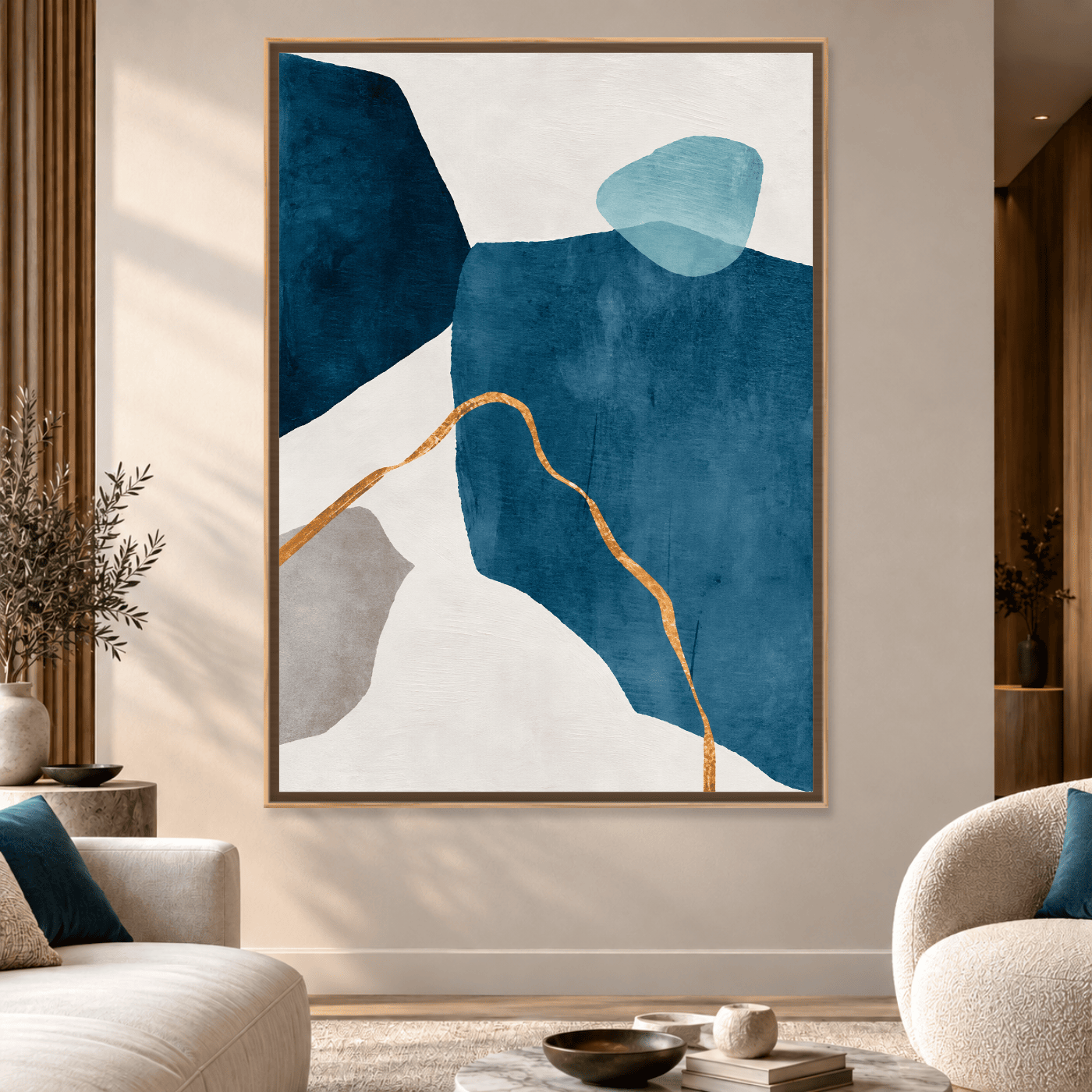 Tableau Abstrait Géométrique Bleu Variation 129883 Mockup