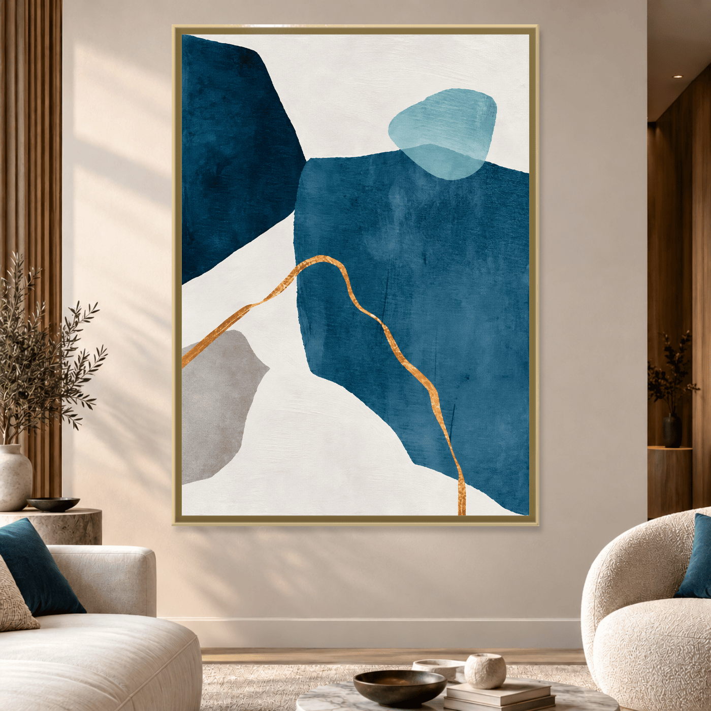 Tableau Abstrait Géométrique Bleu Variation 130648 Mockup