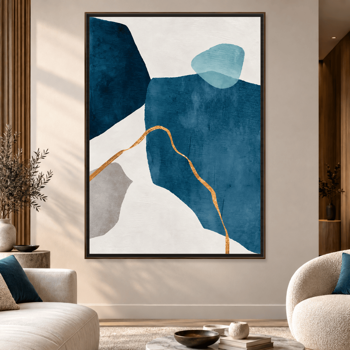 Tableau Abstrait Géométrique Bleu Variation 220405 Mockup
