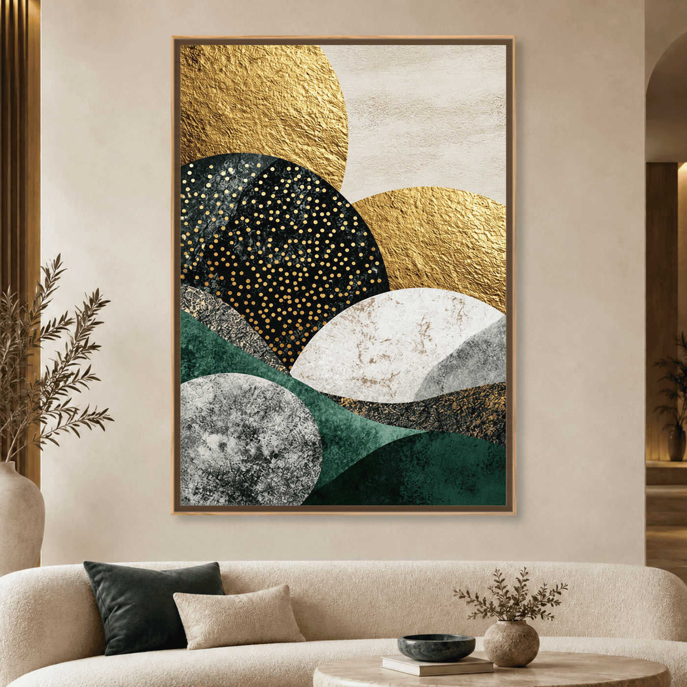 Tableau Abstrait géométrique or Variation 130242 Mockup
