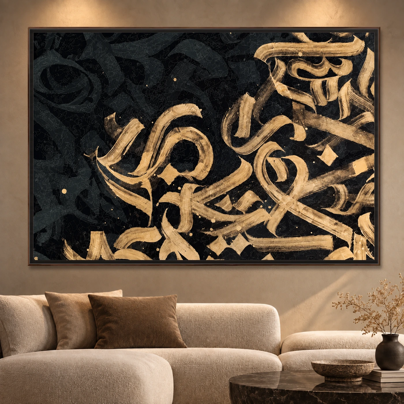 Tableau abstrait Golden black Variation 227863 Mockup Tableau abstrait Golden black Variation 227863 Mockup