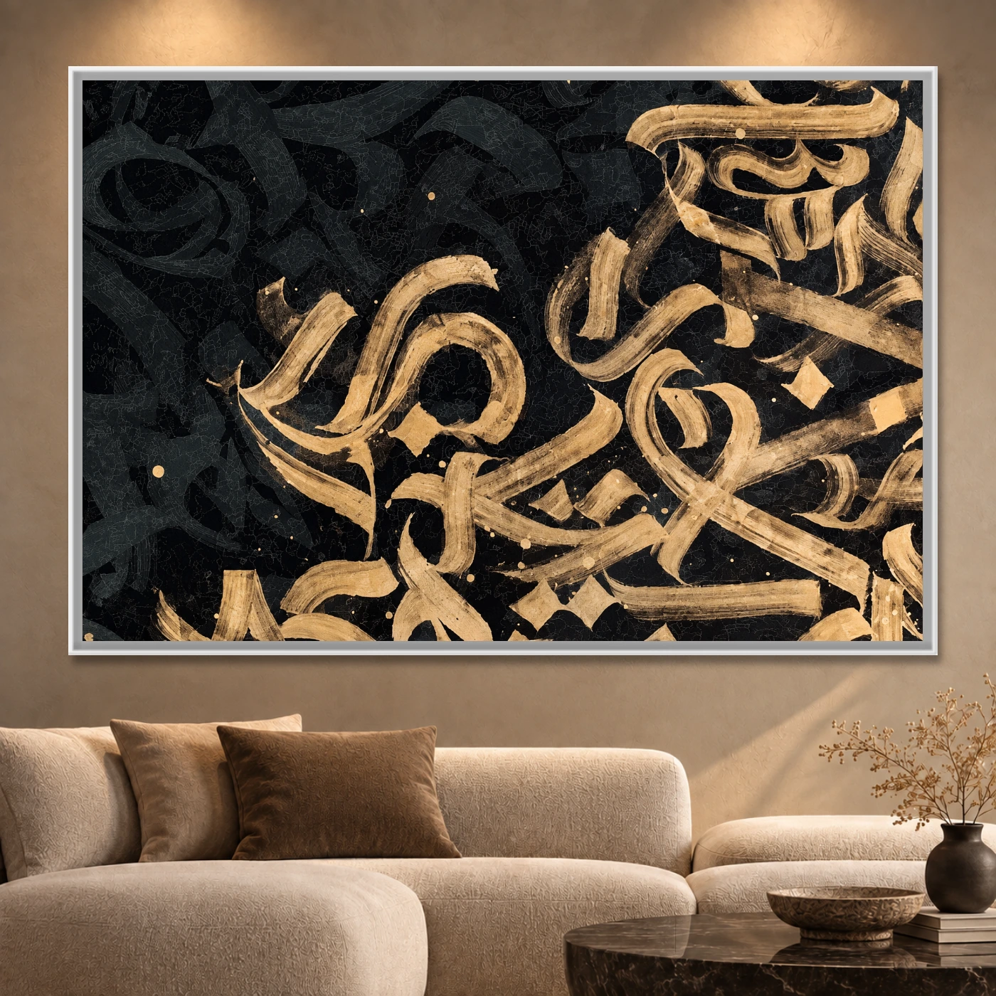 Tableau abstrait Golden black Variation 77419 Mockup Tableau abstrait Golden black Variation 77419 Mockup