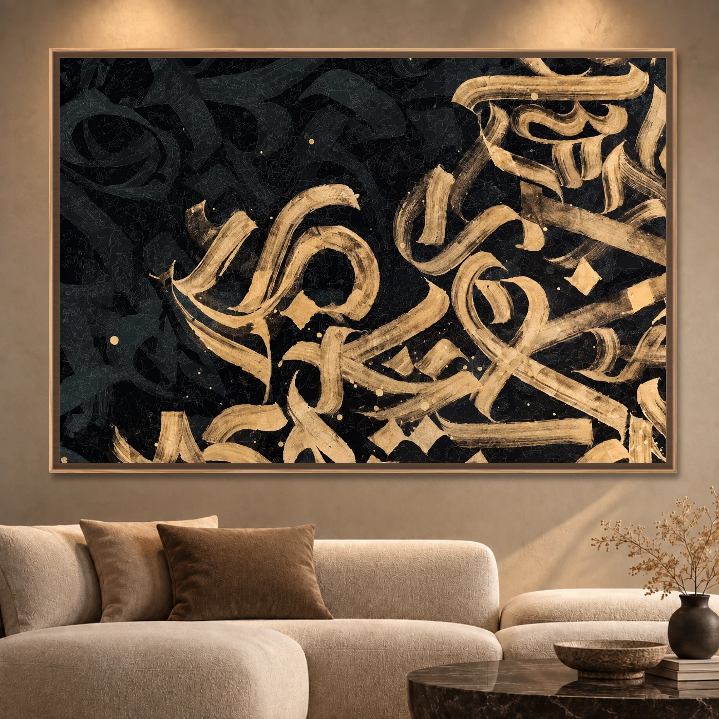 Tableau abstrait Golden black Variation 77480 Mockup Tableau abstrait Golden black Variation 77480 Mockup