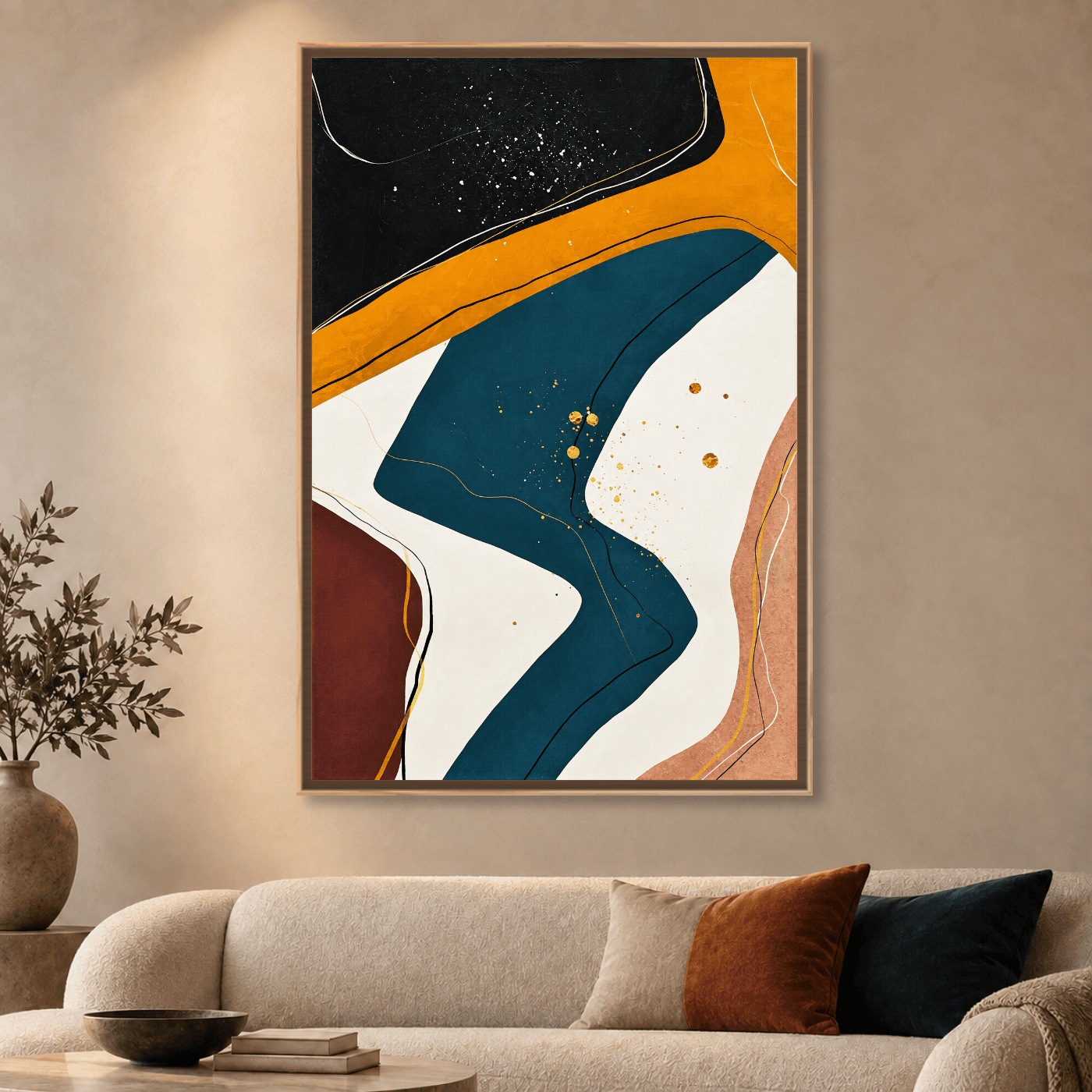 Tableau Abstrait Orange Vert Variation 129899 Mockup