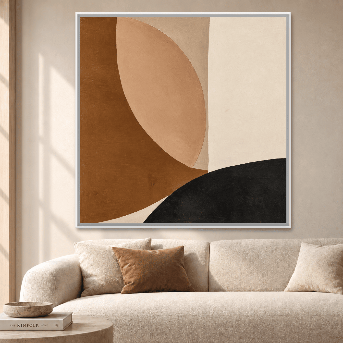 Tableau Abstrait tons terre neutres Variation 210704 Mockup