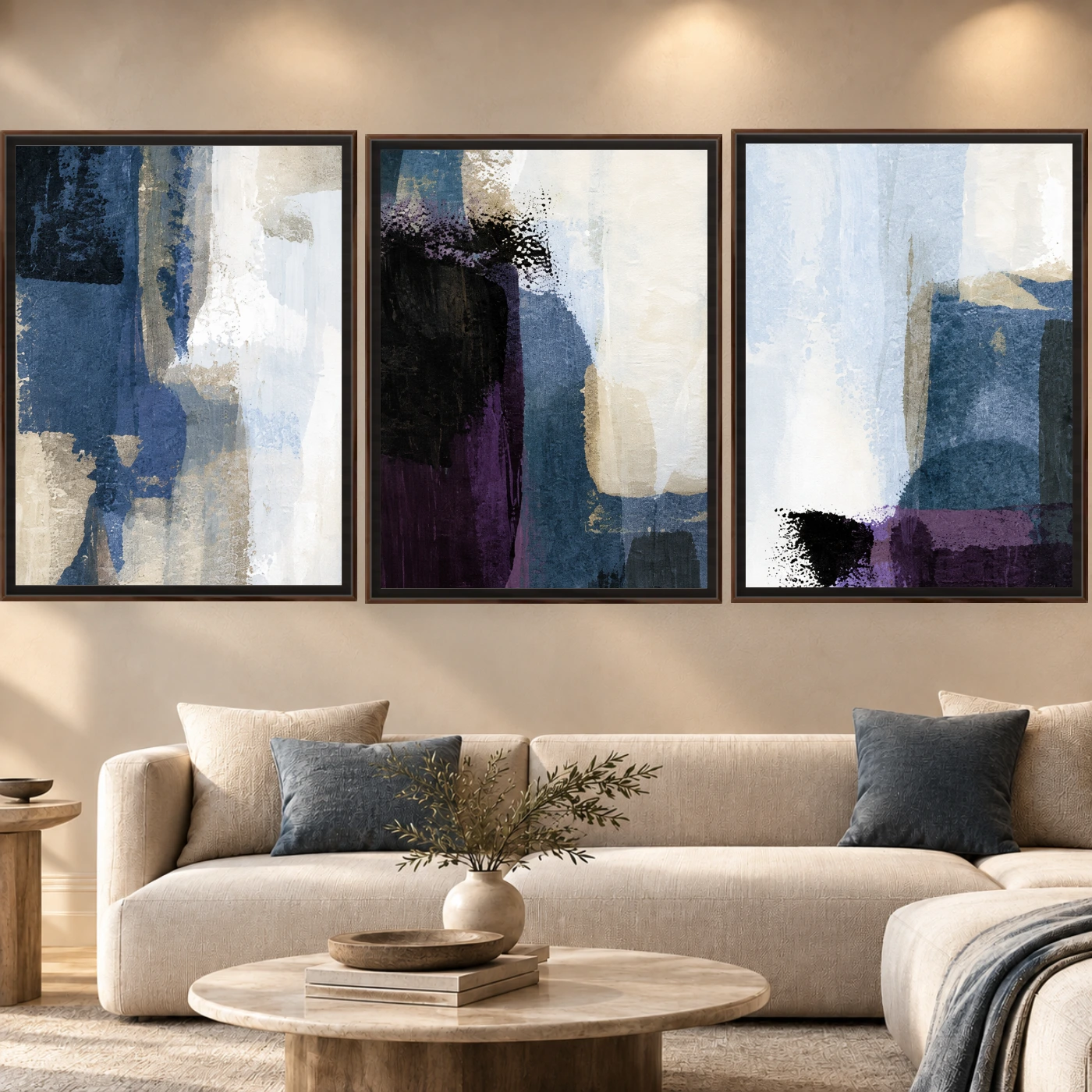 Tableau abstrait Triptyque Variation 225242 Mockup Tableau abstrait Triptyque Variation 225242 Mockup