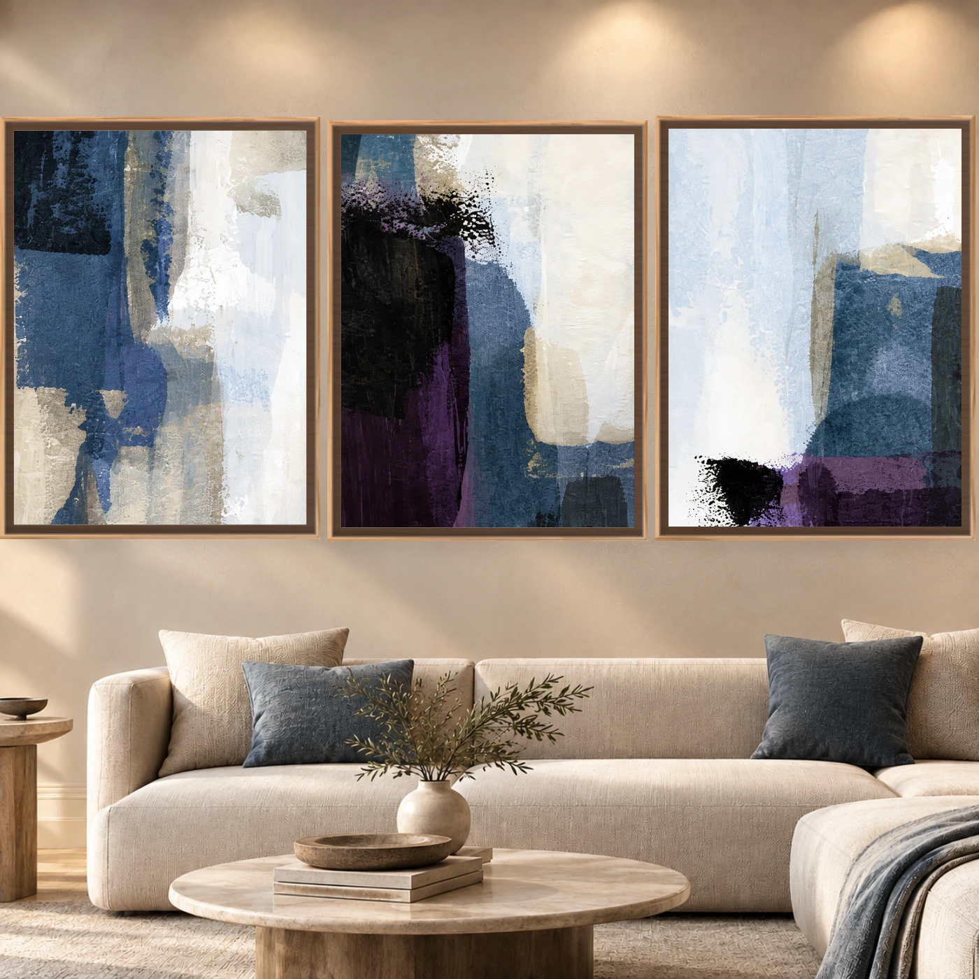 Tableau abstrait Triptyque Variation 84604 Mockup Tableau abstrait Triptyque Variation 84604 Mockup