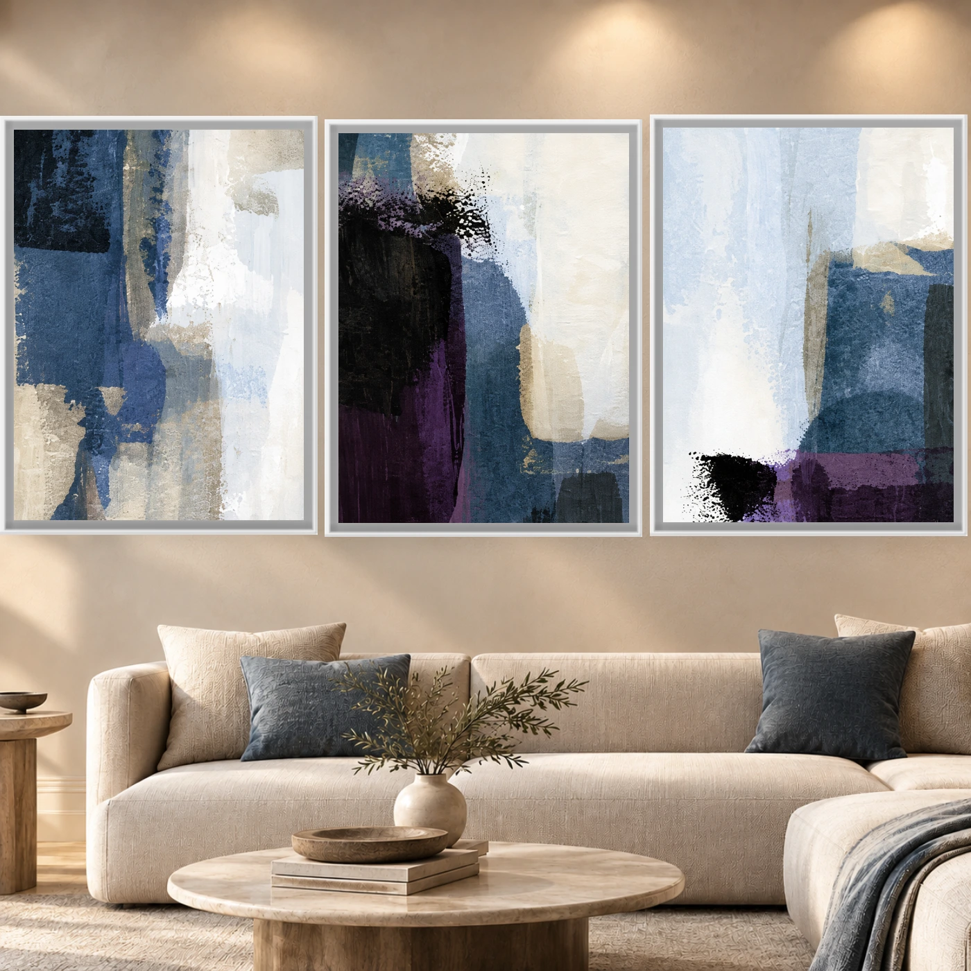 Tableau abstrait Triptyque Variation 84878 Mockup Tableau abstrait Triptyque Variation 84878 Mockup