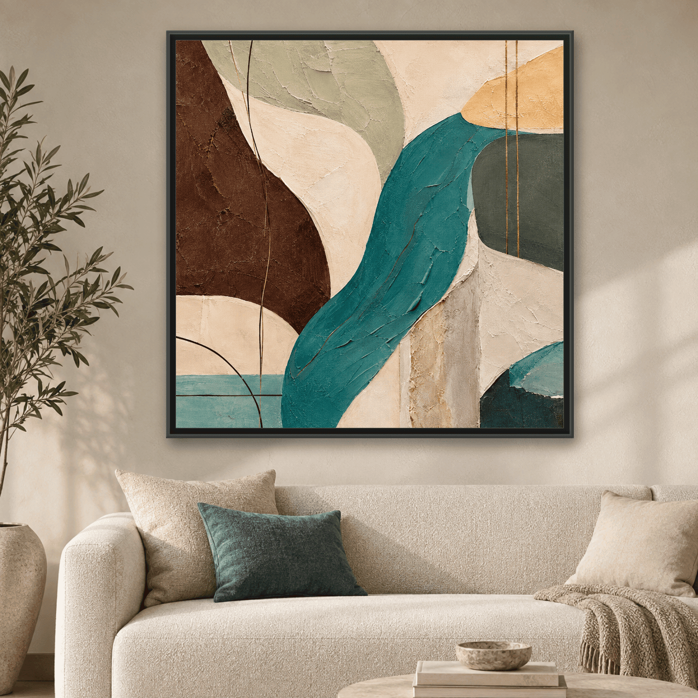 Tableau abstrait turquoise Variation 206635 Mockup