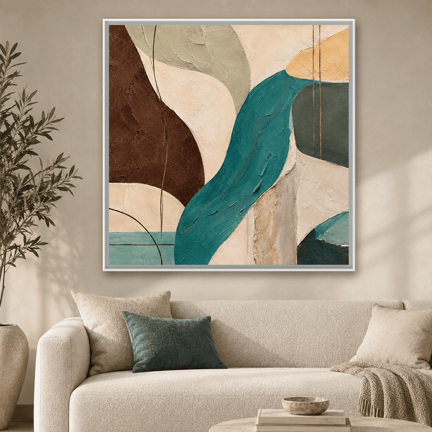 Tableau abstrait turquoise Variation 206636 Mockup