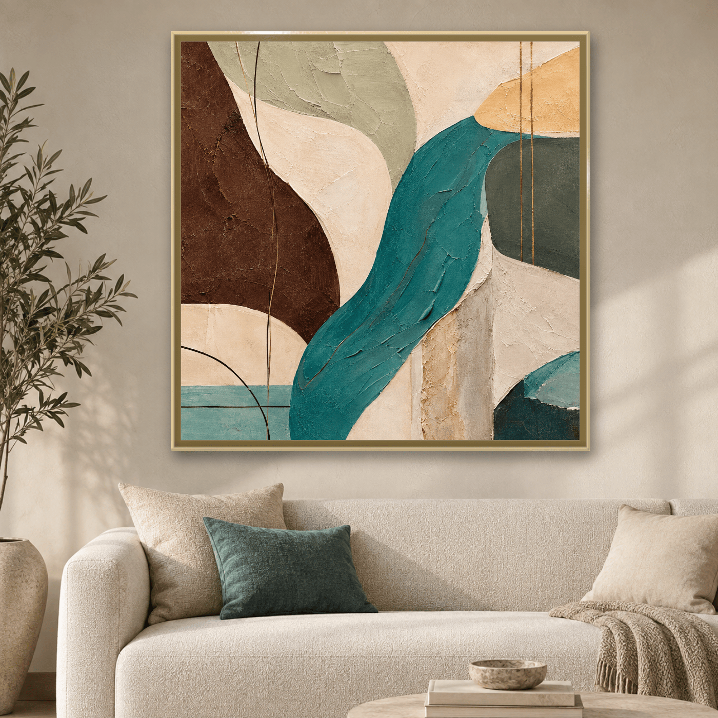 Tableau abstrait turquoise Variation 206637 Mockup