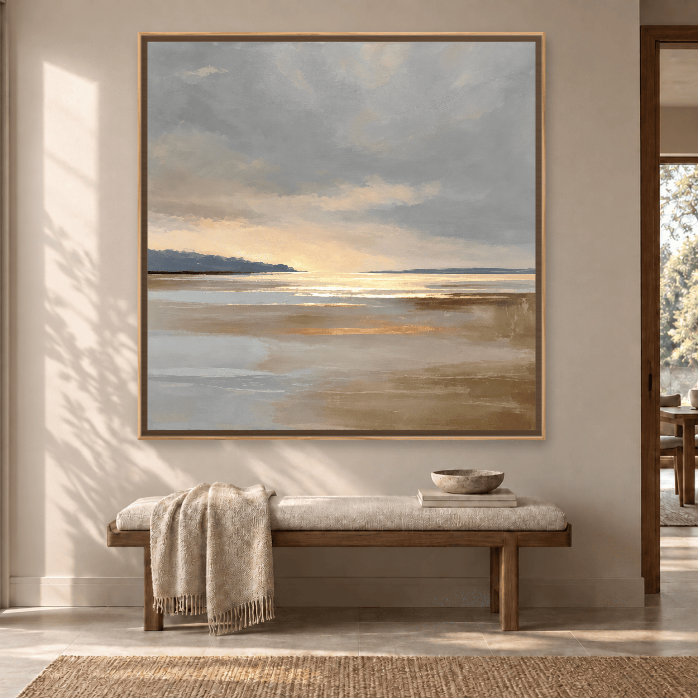 Tableau abstraite calme tons beige et gris Variation 209010 Mockup