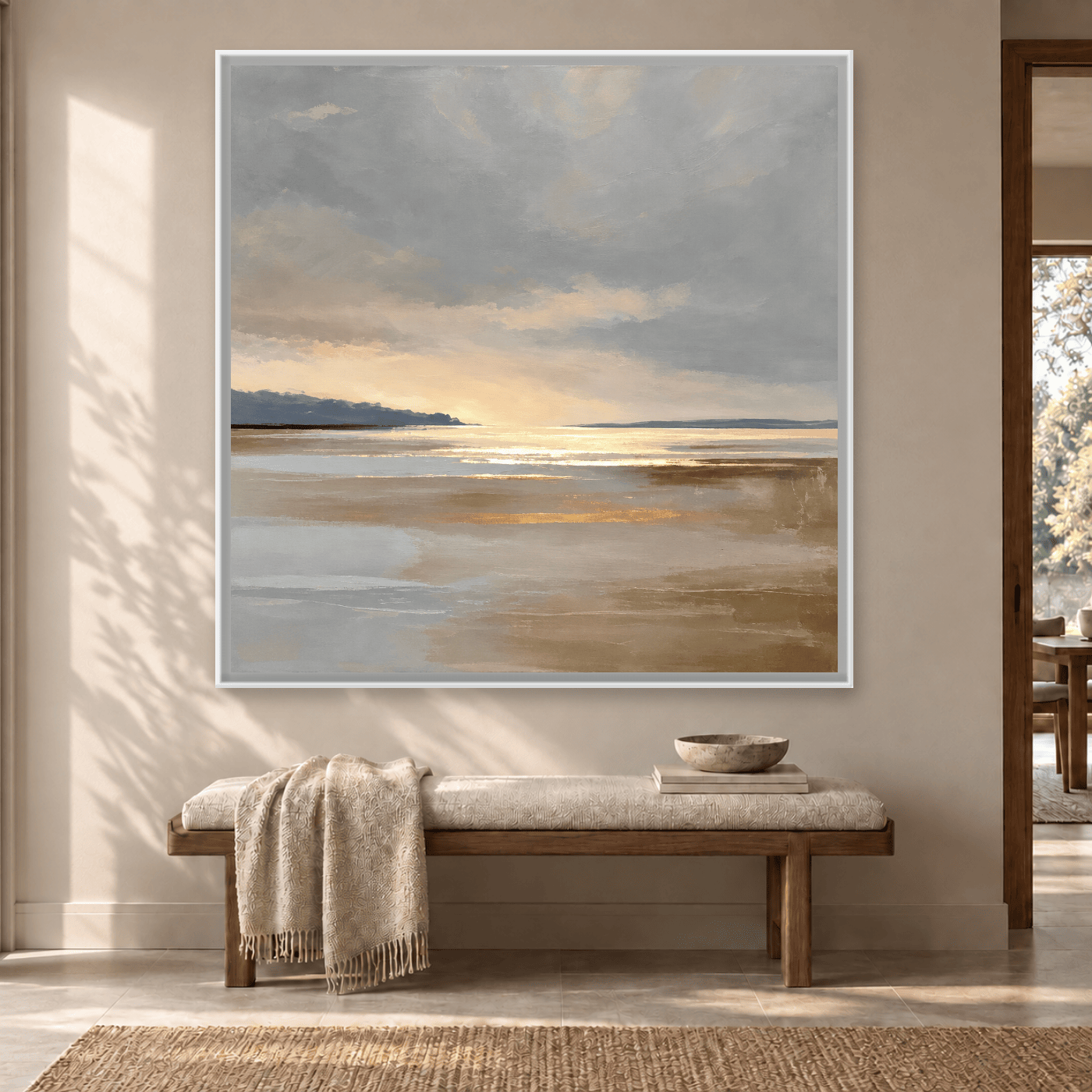 Tableau abstraite calme tons beige et gris Variation 209012 Mockup