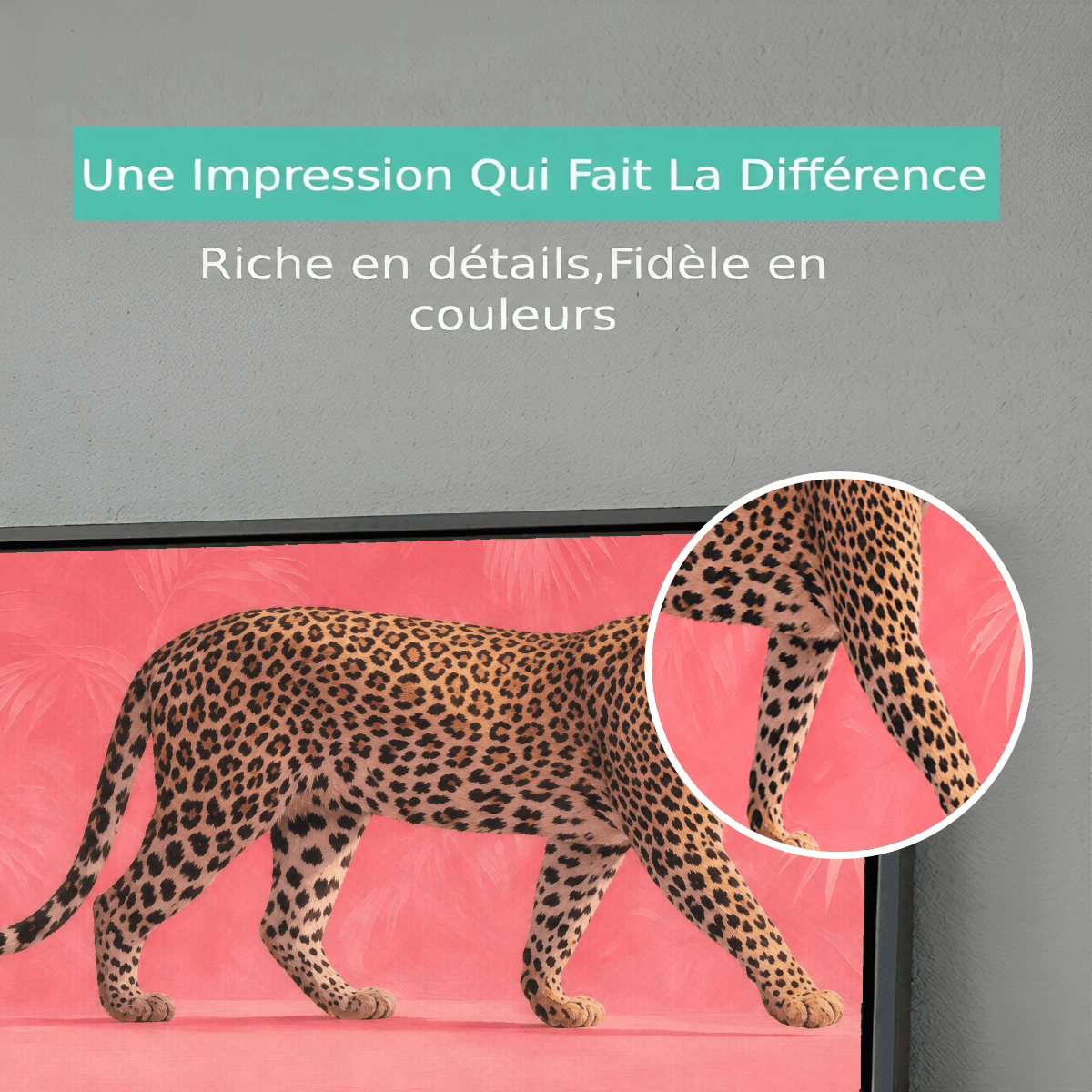 Tableau Animaux guépard de la jungle rose Premium View