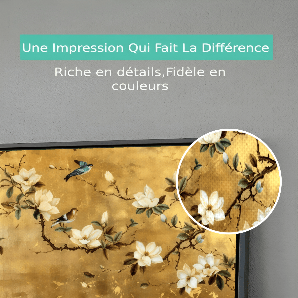 Tableau Animaux Oiseaux et magnolias blancs Premium View