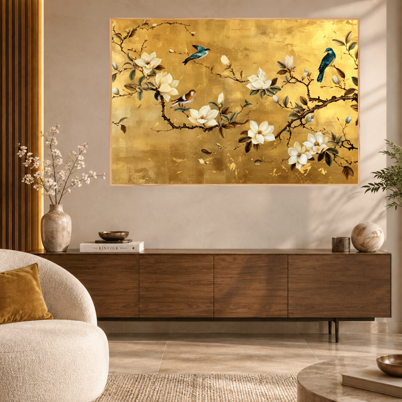 Tableau Animaux Oiseaux et magnolias blancs Variation 140558 Mockup