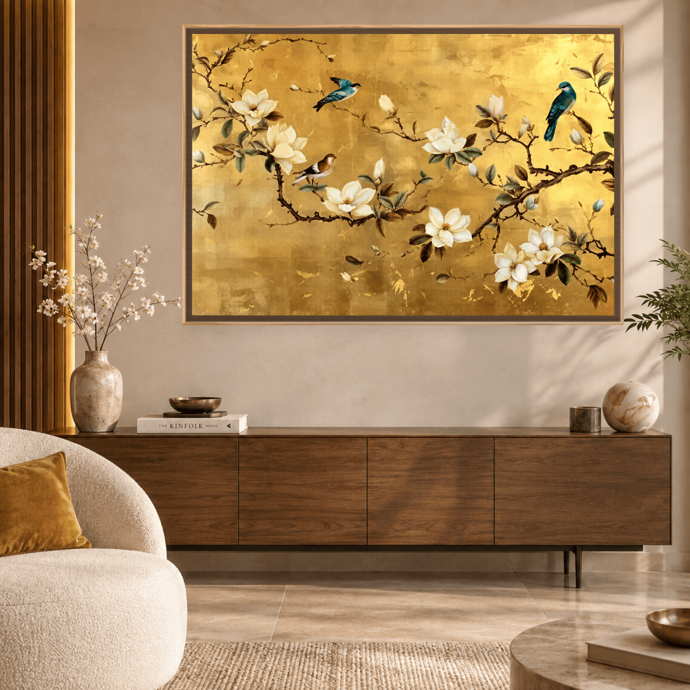 Tableau Animaux Oiseaux et magnolias blancs Variation 142869 Mockup
