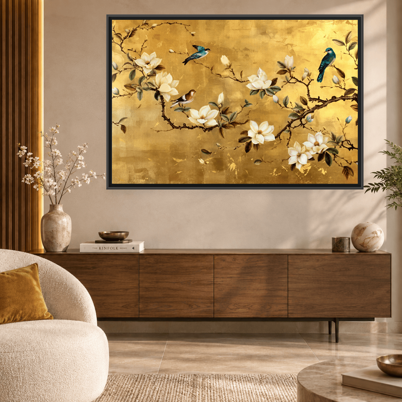 Tableau Animaux Oiseaux et magnolias blancs Variation 142951 Mockup