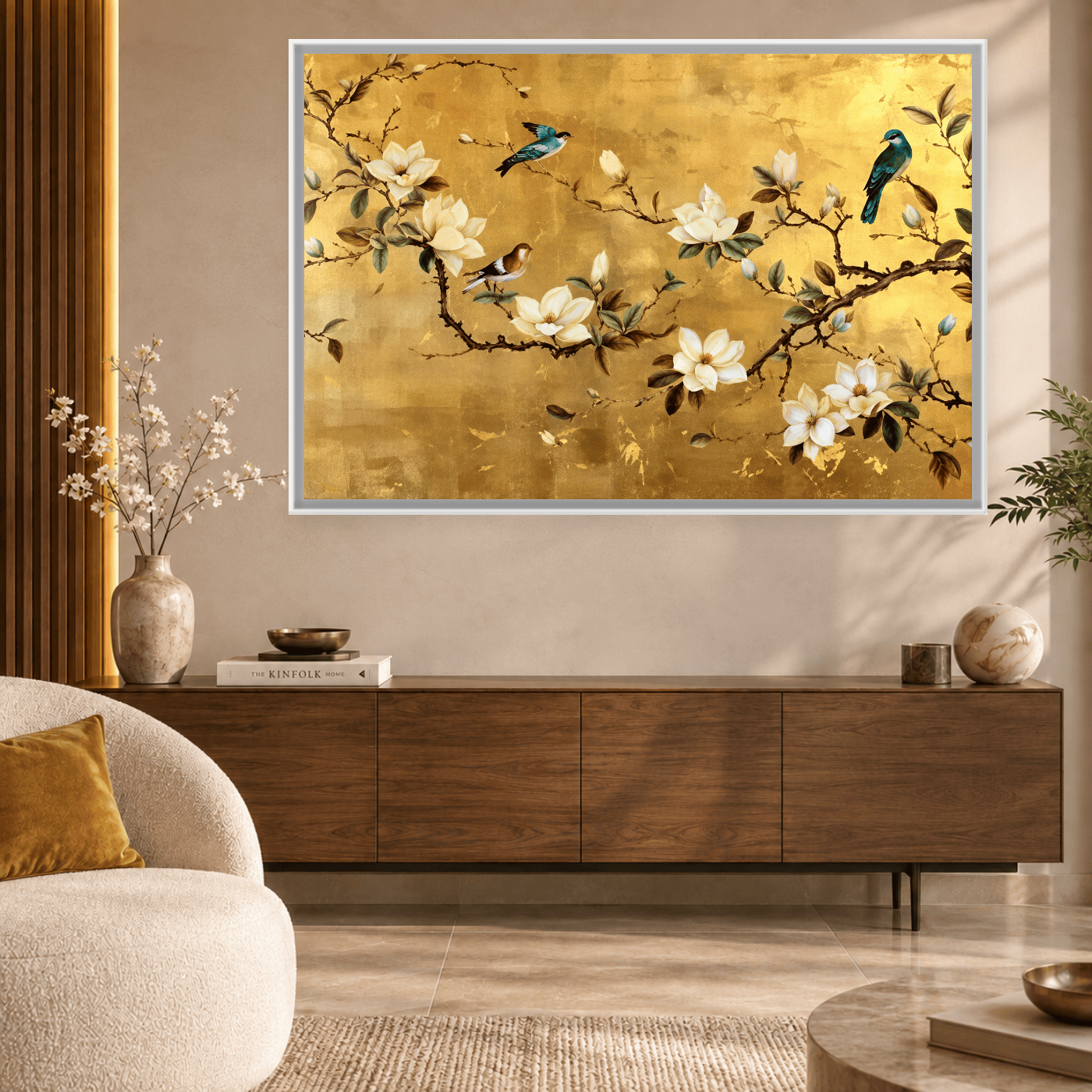 Tableau Animaux Oiseaux et magnolias blancs Variation 143030 Mockup