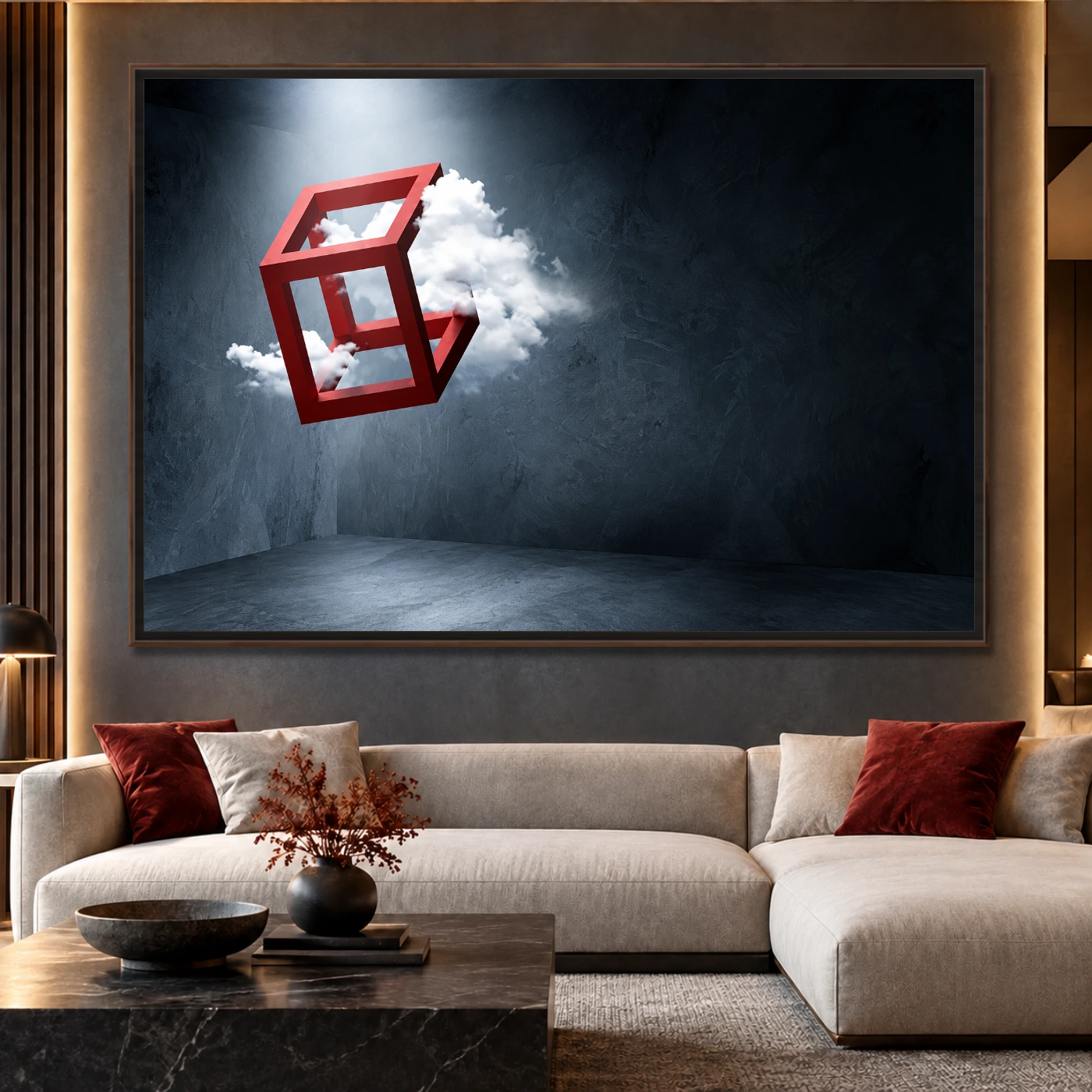 Tableau décoratif cube volant Variation 228803 Mockup Tableau décoratif cube volant Variation 228803 Mockup