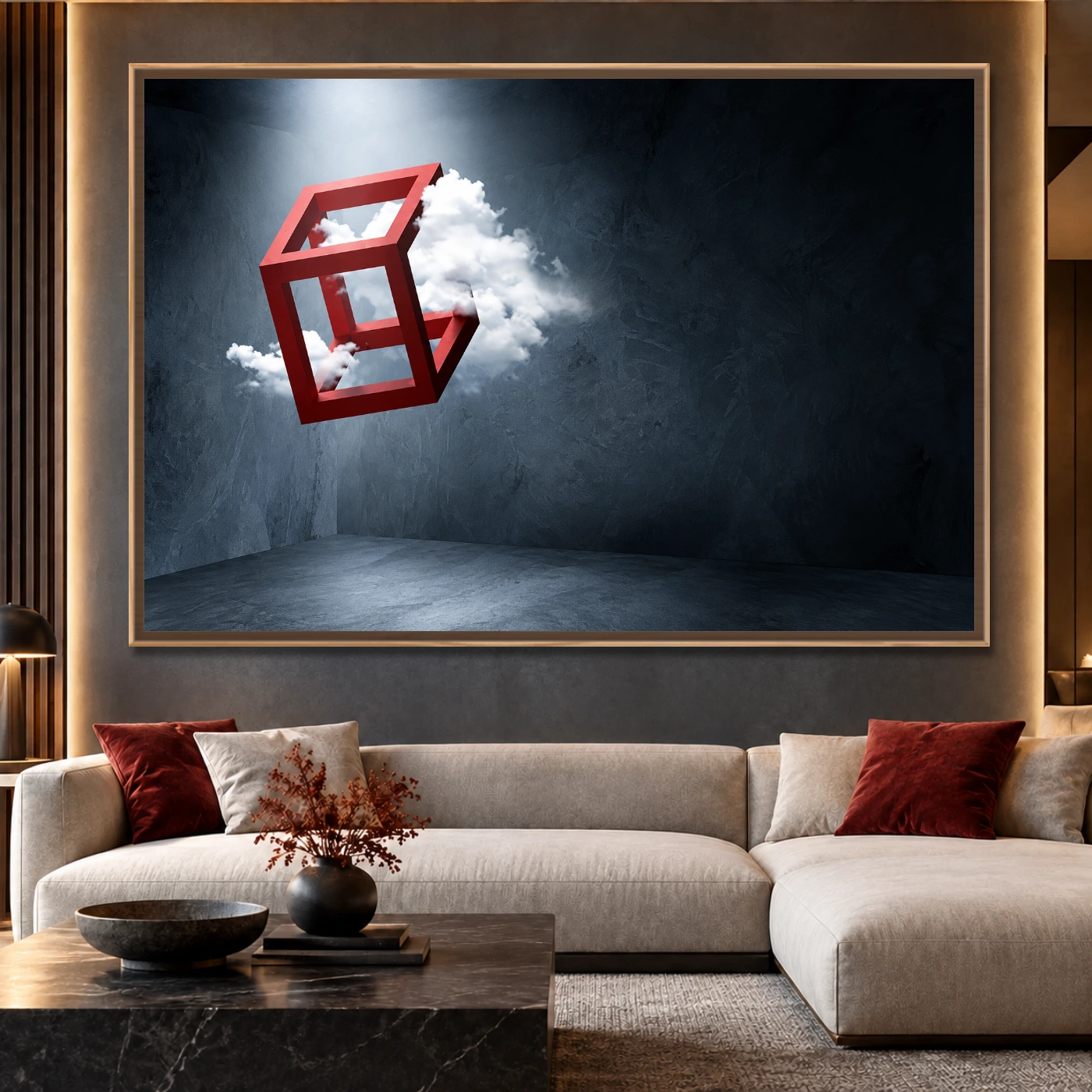Tableau décoratif cube volant Variation 67853 Mockup Tableau décoratif cube volant Variation 67853 Mockup