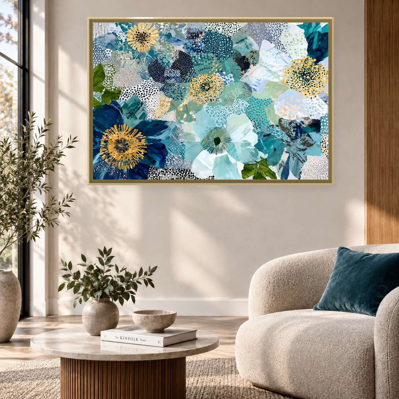 Tableau florale bleu mixte Variation 136293 Mockup