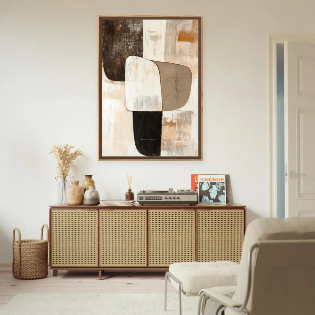 Tableau Géométrique beige marron neutre Mockup