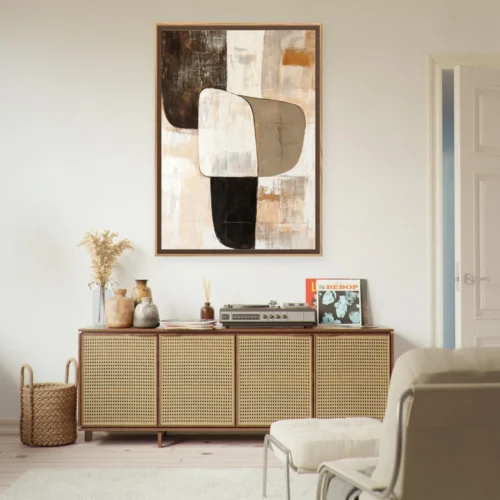 Tableau Géométrique beige marron neutre Mockup
