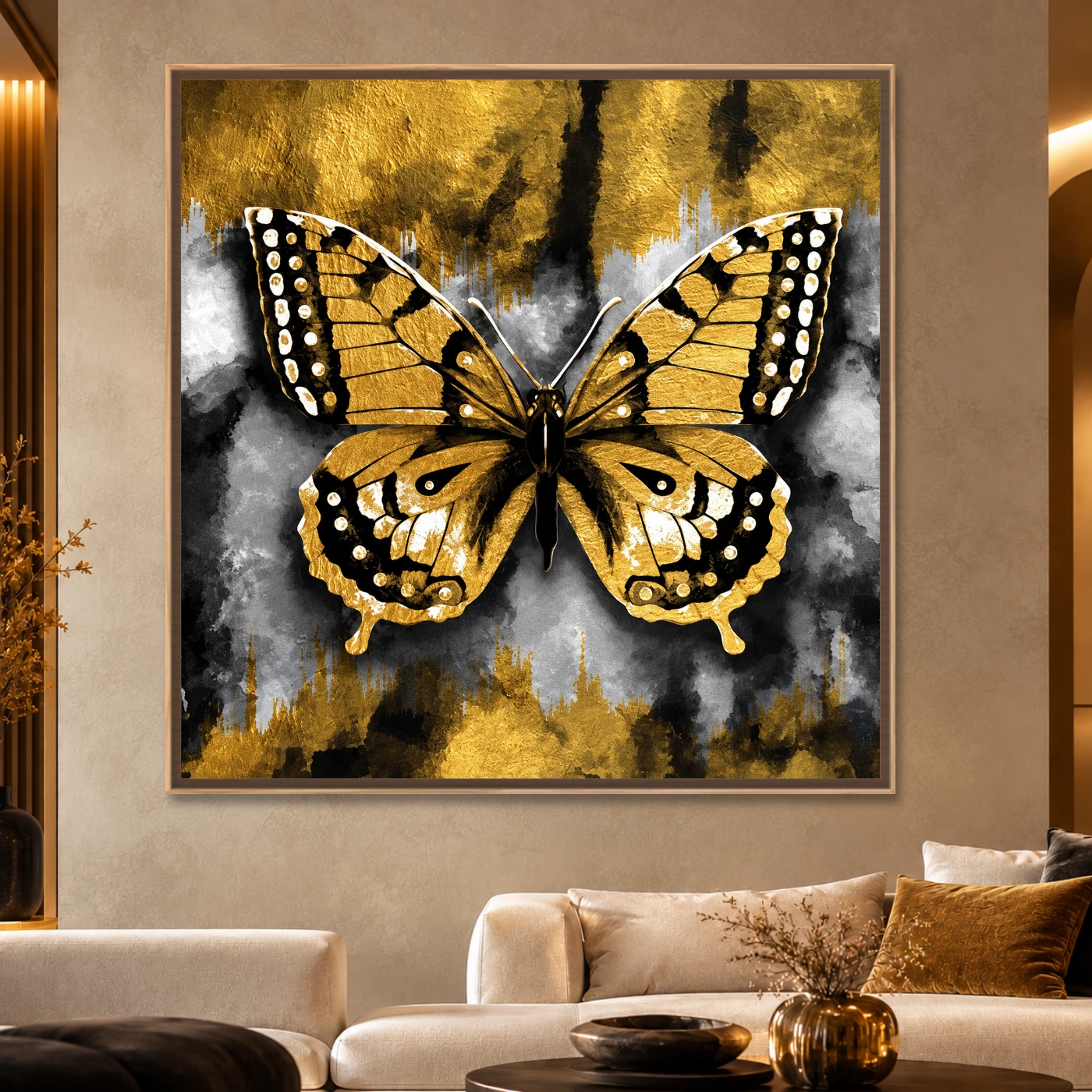Tableau moderne Papillon doré Variation 81415 Mockup Tableau moderne Papillon doré Variation 81415 Mockup