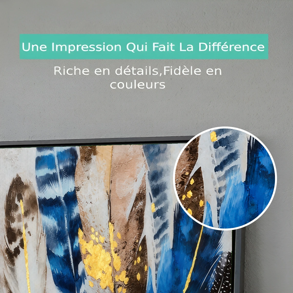 Tableau moderne plume bleu Premium View Tableau moderne plume bleu Premium View