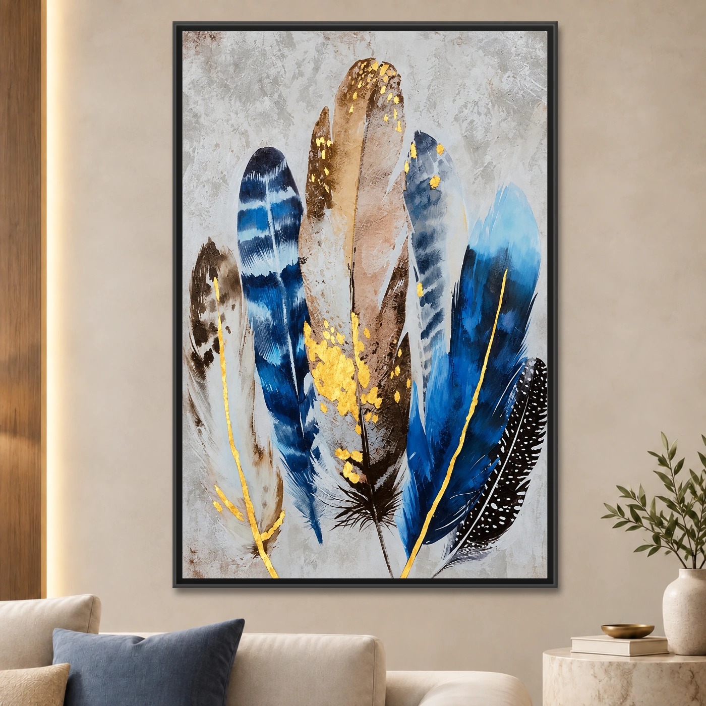 Tableau moderne plume bleu Variation 73150 Mockup Tableau moderne plume bleu Variation 73150 Mockup