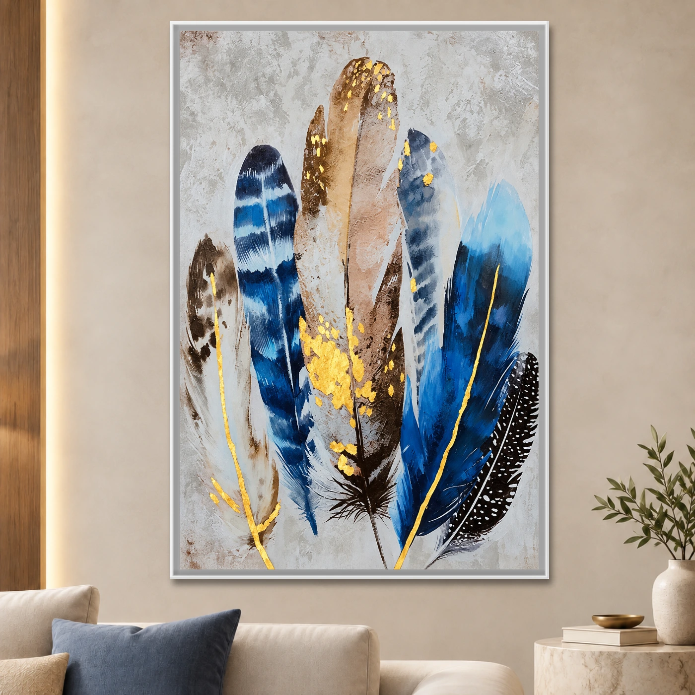 Tableau moderne plume bleu Variation 73276 Mockup Tableau moderne plume bleu Variation 73276 Mockup