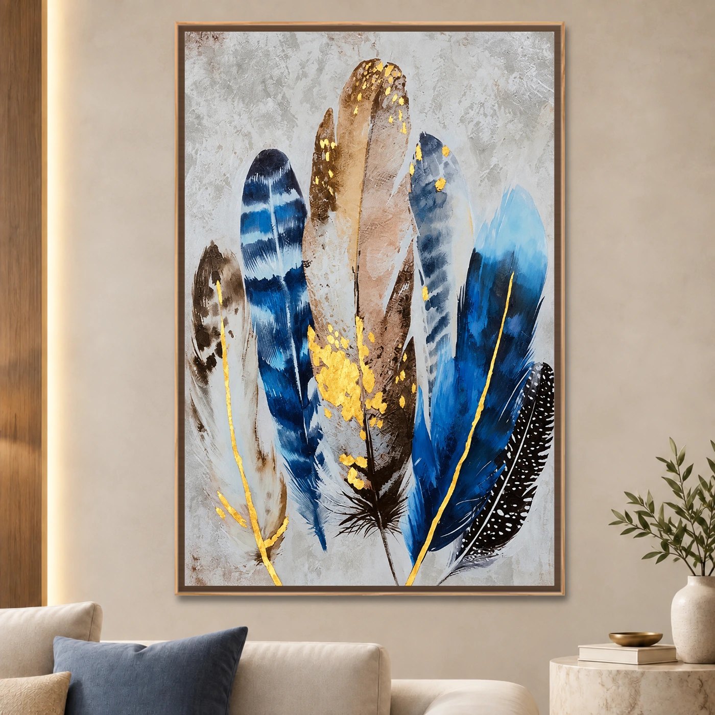 Tableau moderne plume bleu Variation 73420 Mockup Tableau moderne plume bleu Variation 73420 Mockup