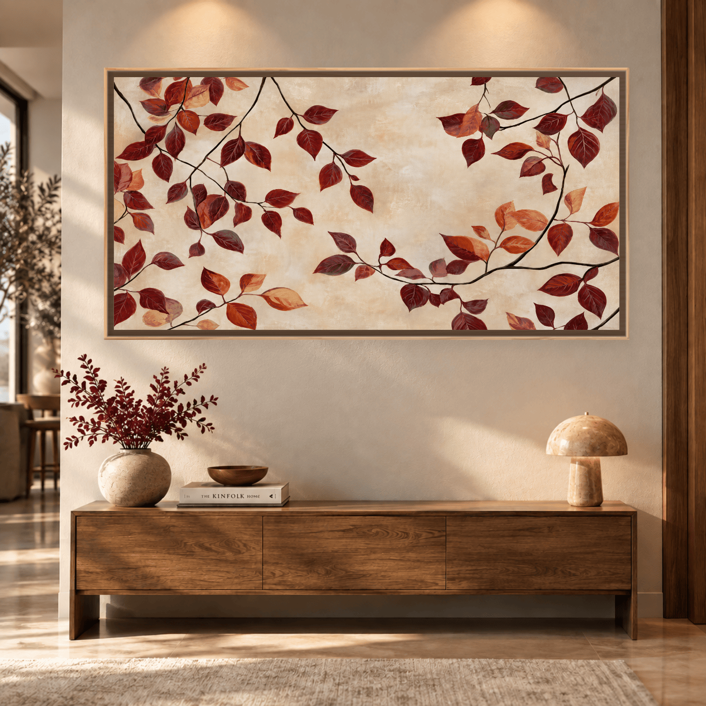 Tableau Nature feuilles d’automne bordeaux Variation 213107 Mockup