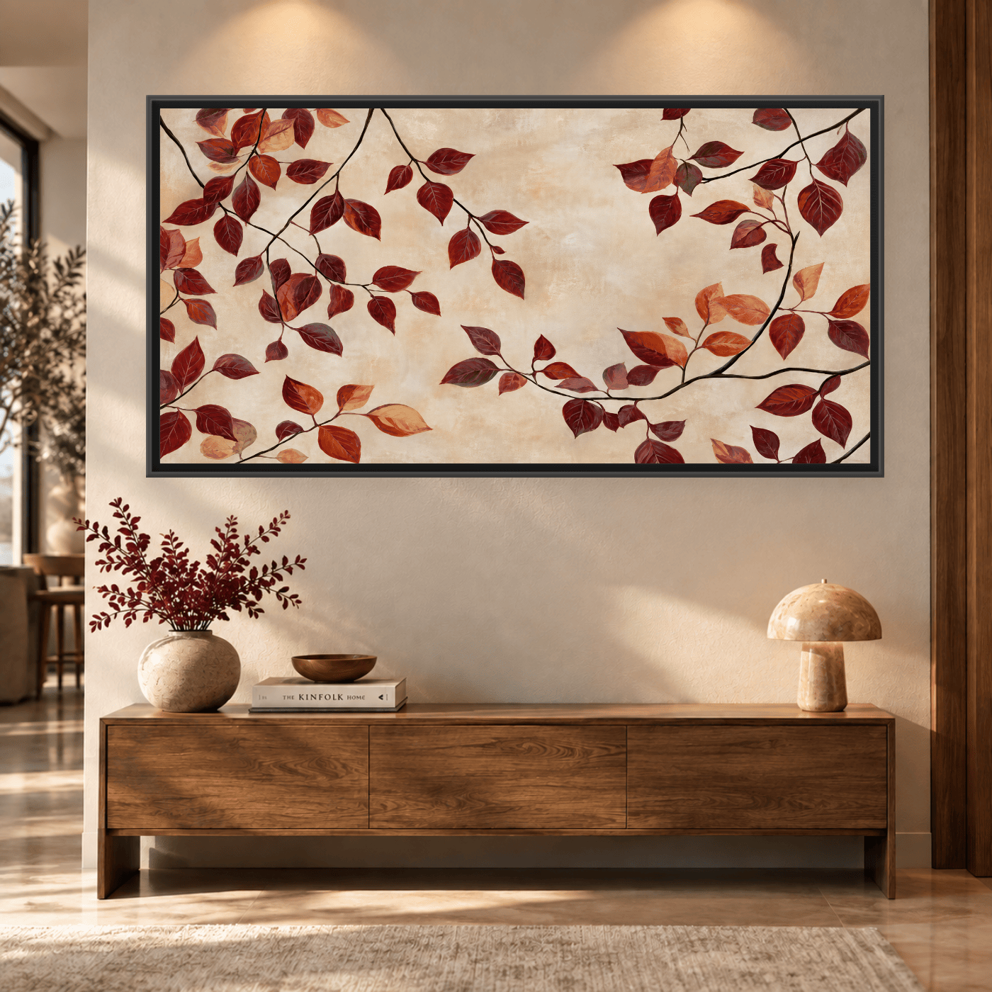 Tableau Nature feuilles d’automne bordeaux Variation 213108 Mockup