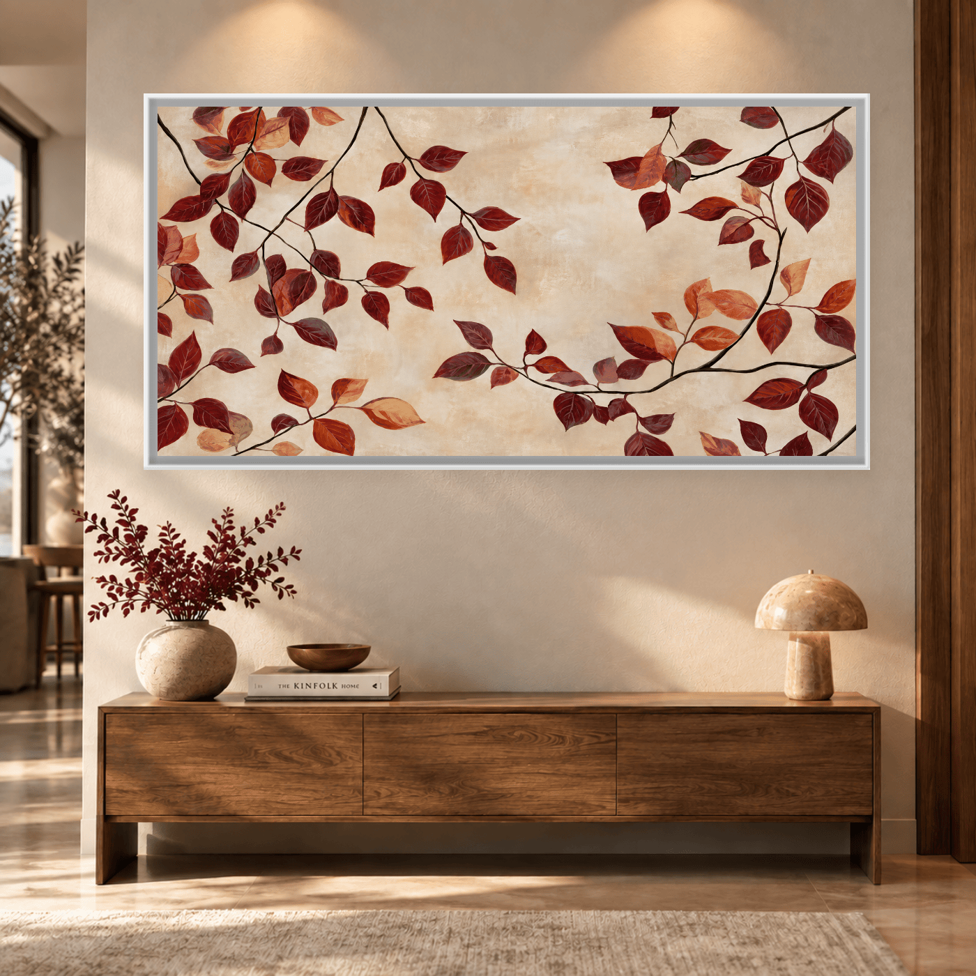 Tableau Nature feuilles d’automne bordeaux Variation 213109 Mockup