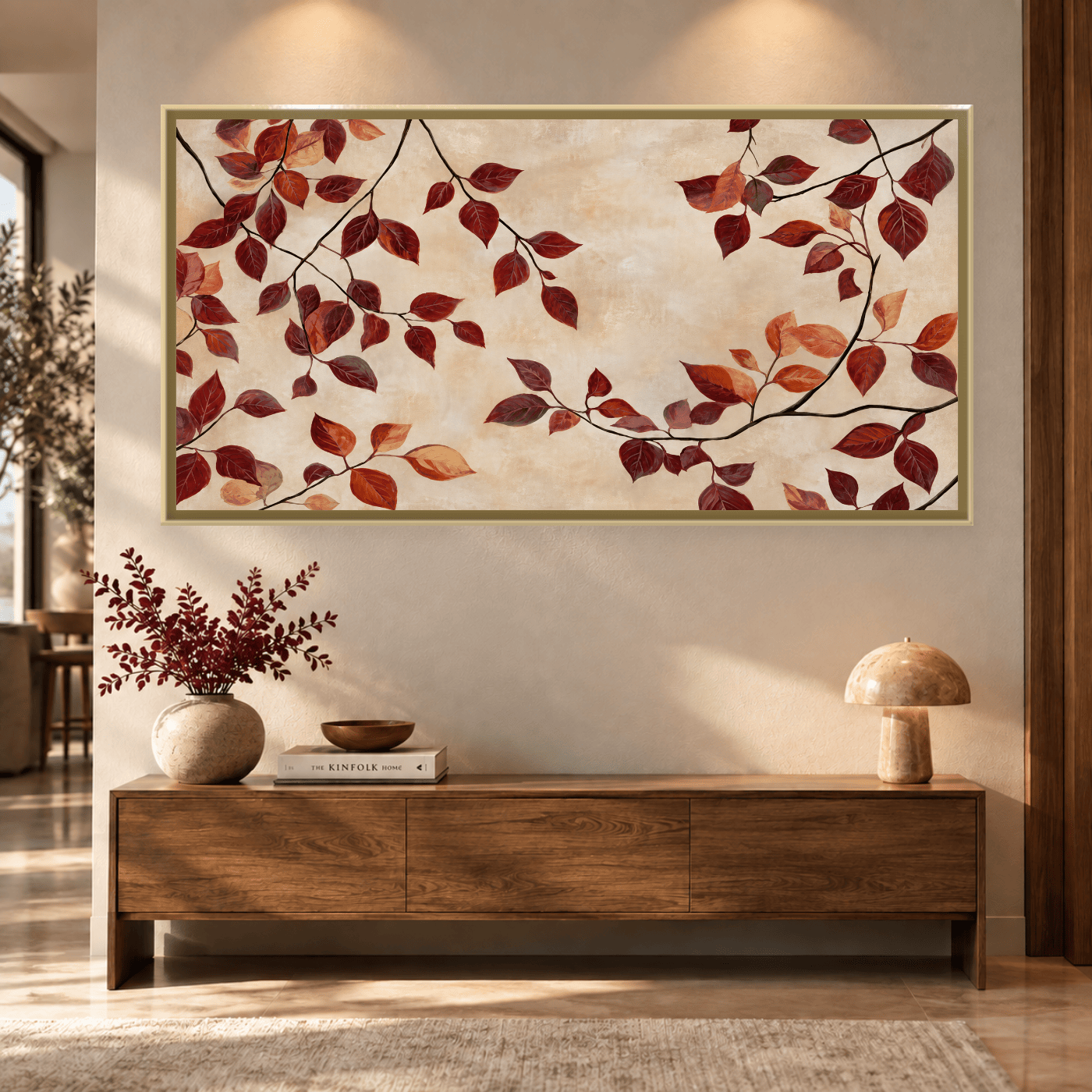 Tableau Nature feuilles d’automne bordeaux Variation 213110 Mockup