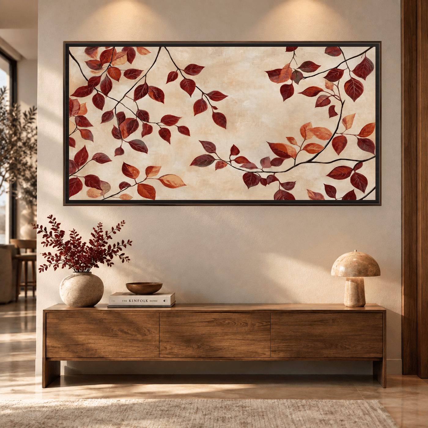 Tableau Nature feuilles d’automne bordeaux Variation 214670 Mockup