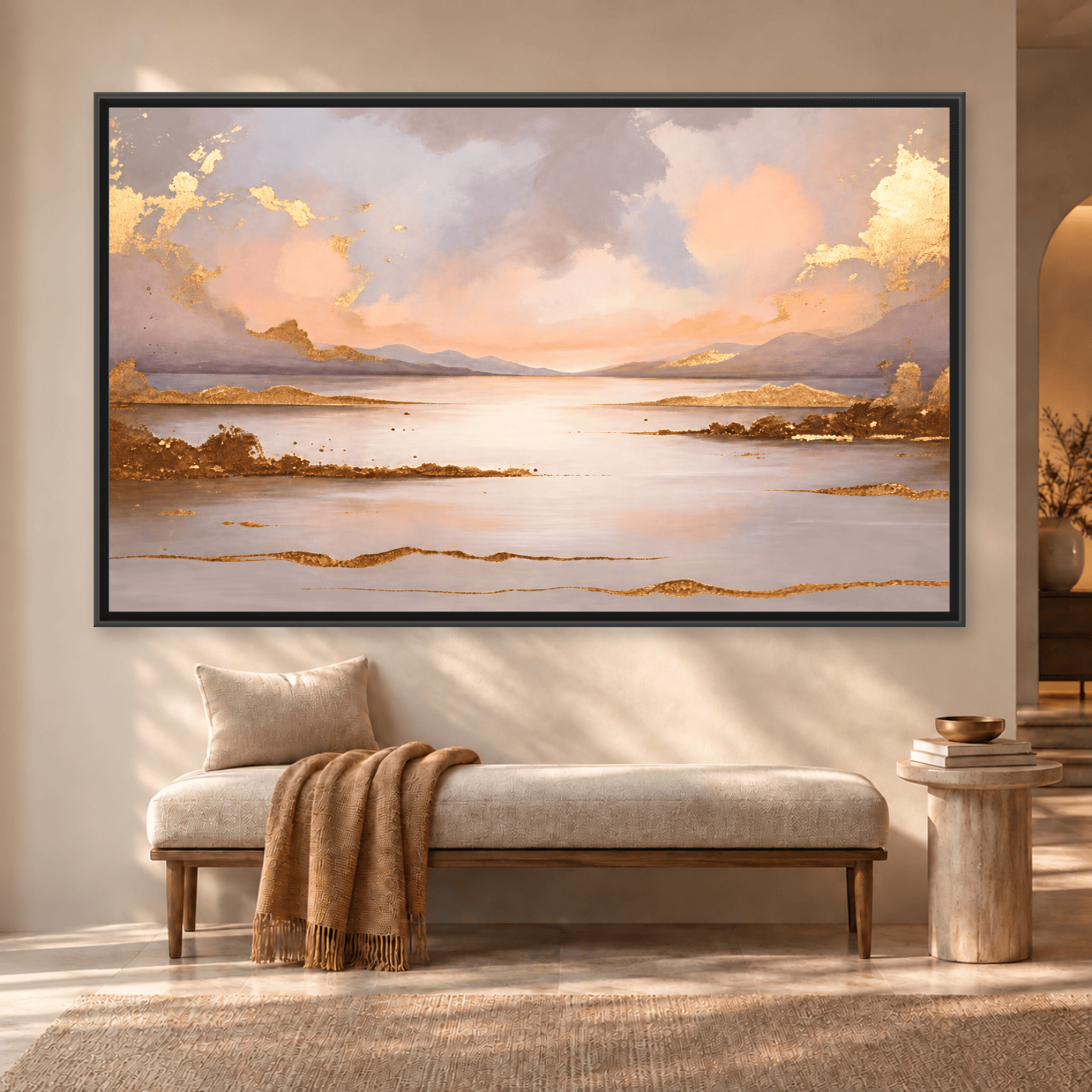 Tableau Paysage marin abstrait Or Variation 209381 Mockup