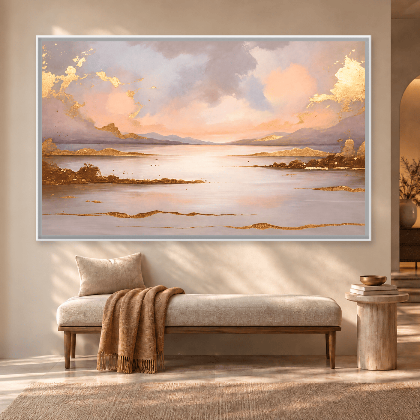 Tableau Paysage marin abstrait Or Variation 209382 Mockup
