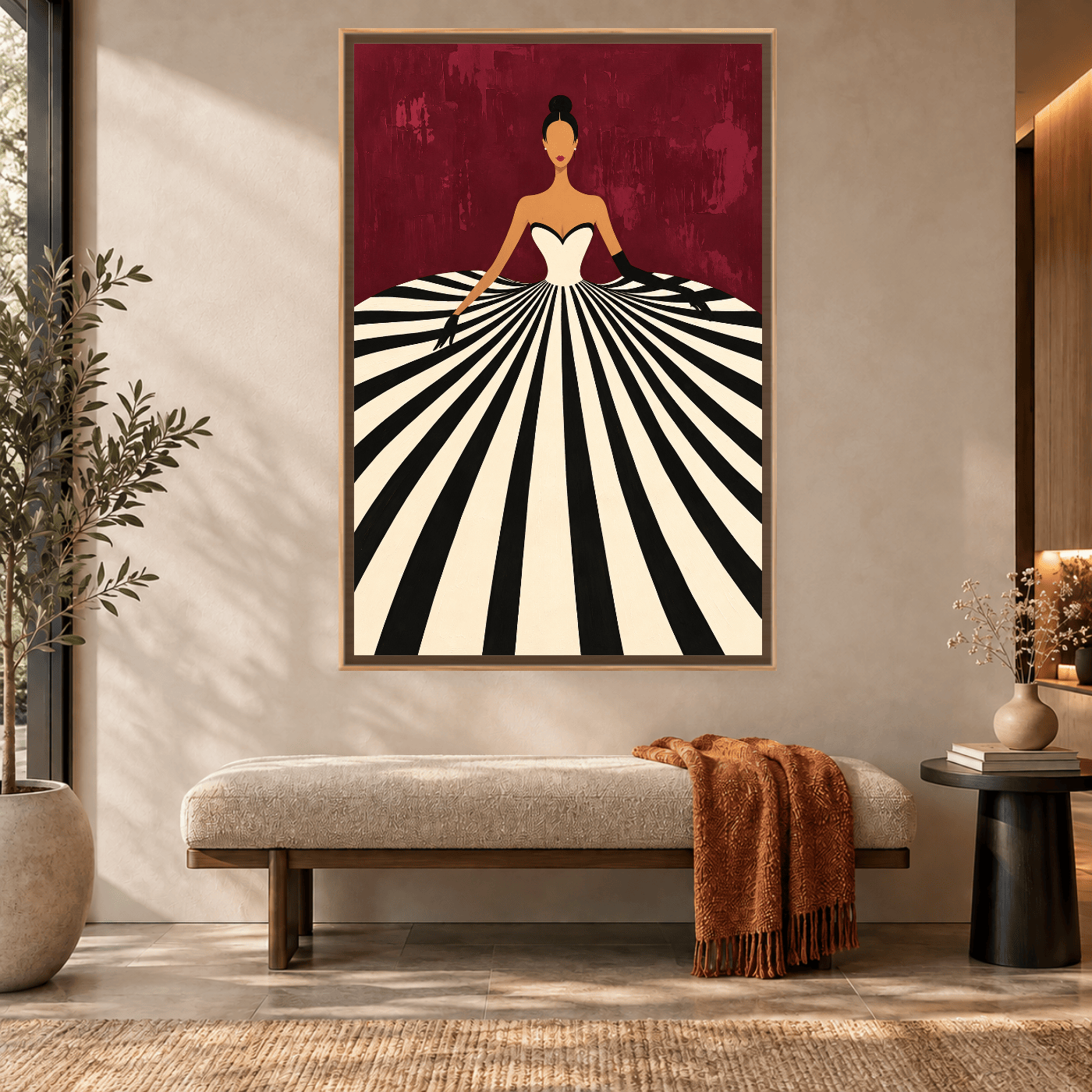 Tableau Portrait rayures marron foncé Variation 142016 Mockup